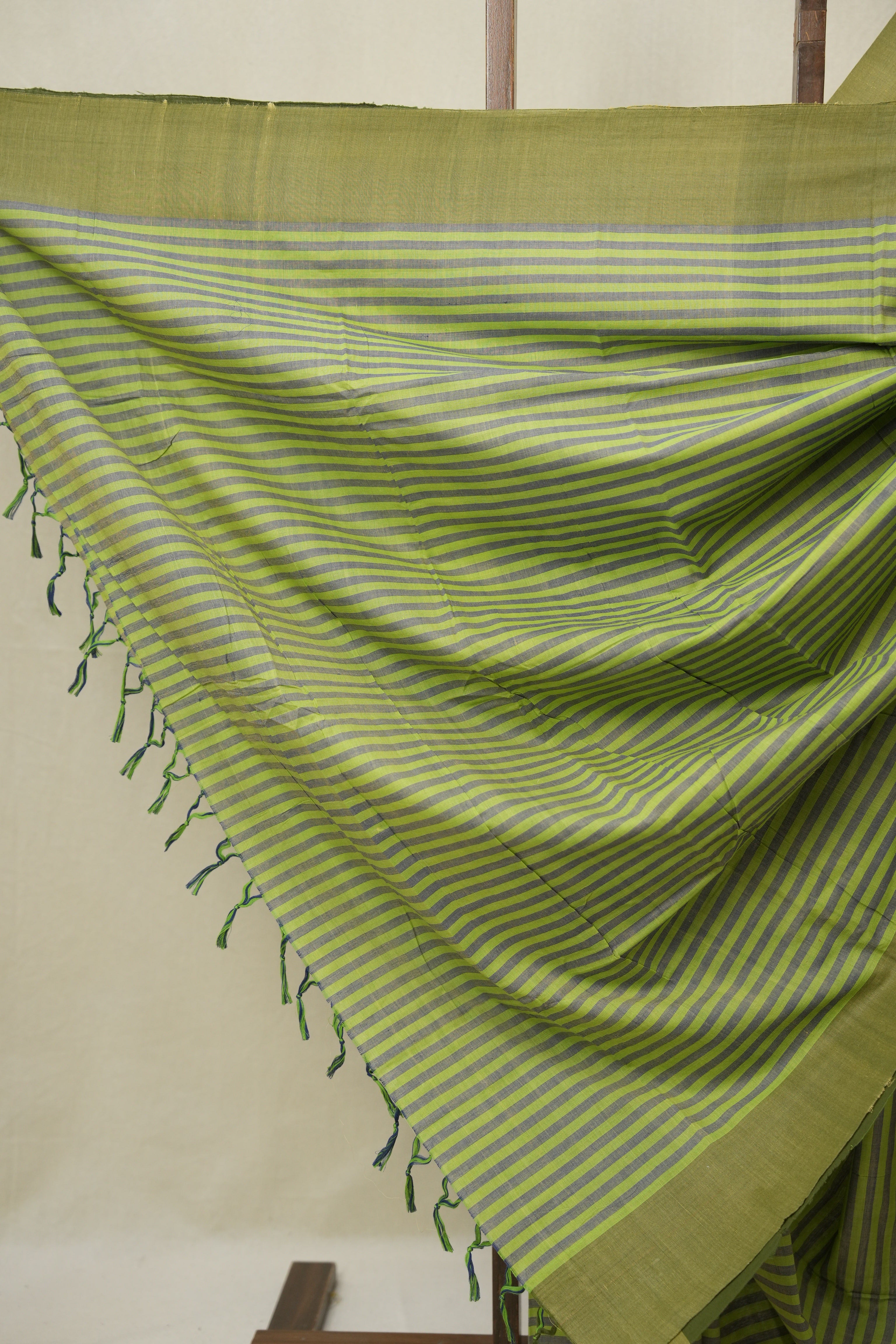 Green Stripes Cotton Ilkal Saree - SRGSCIS963