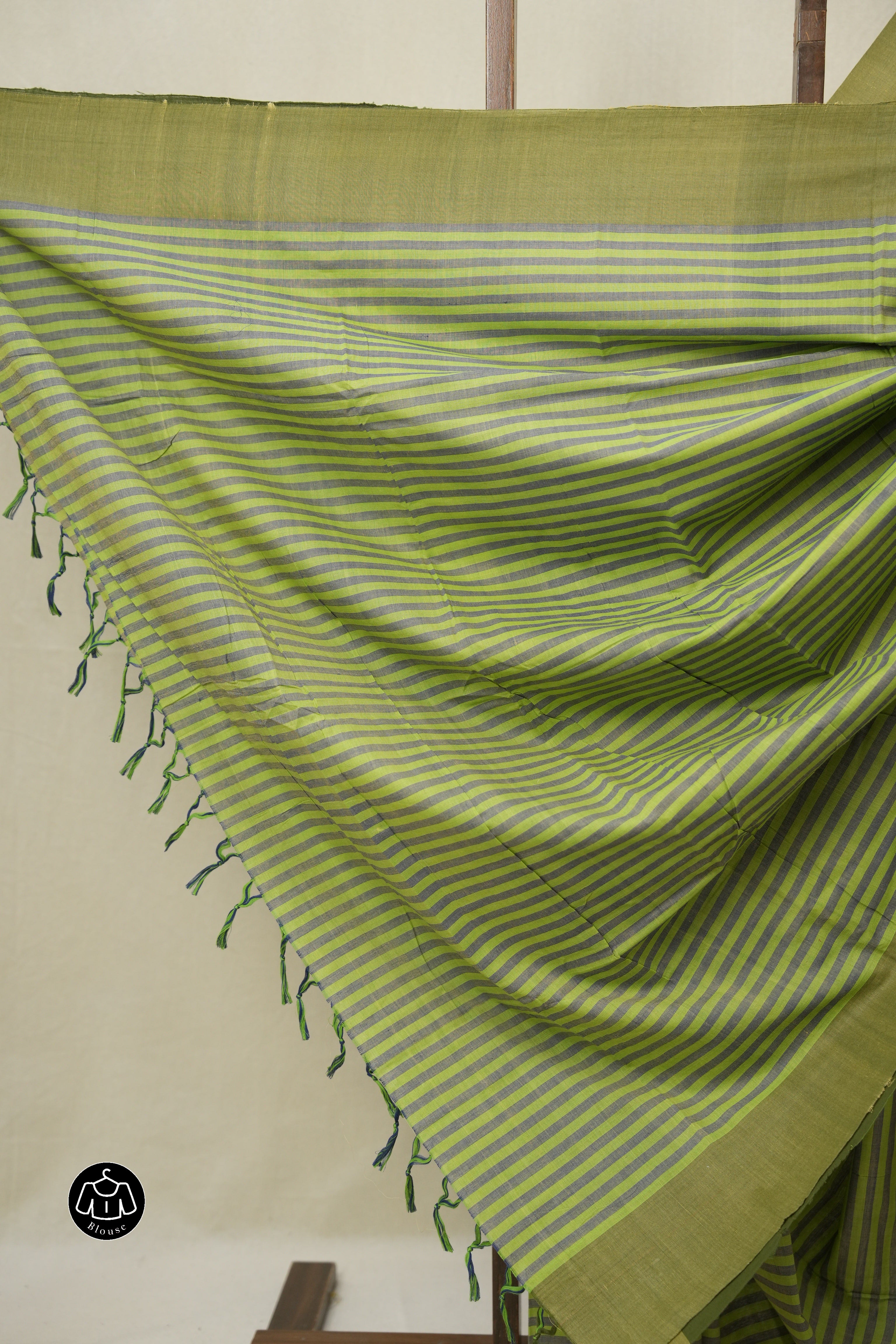 Green Stripes Cotton Ilkal Saree - SRGSCIS963