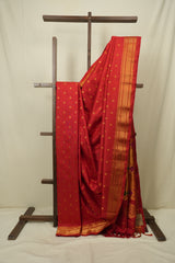 Red Gadwal Silk Saree - SRRGSS655