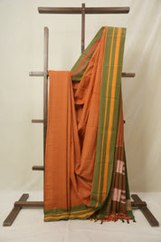 Carrot Orange Stripes Cotton Ilkal Saree - SRCOSCIS966
