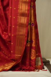 Red Gadwal Silk Saree - SRRGSS655