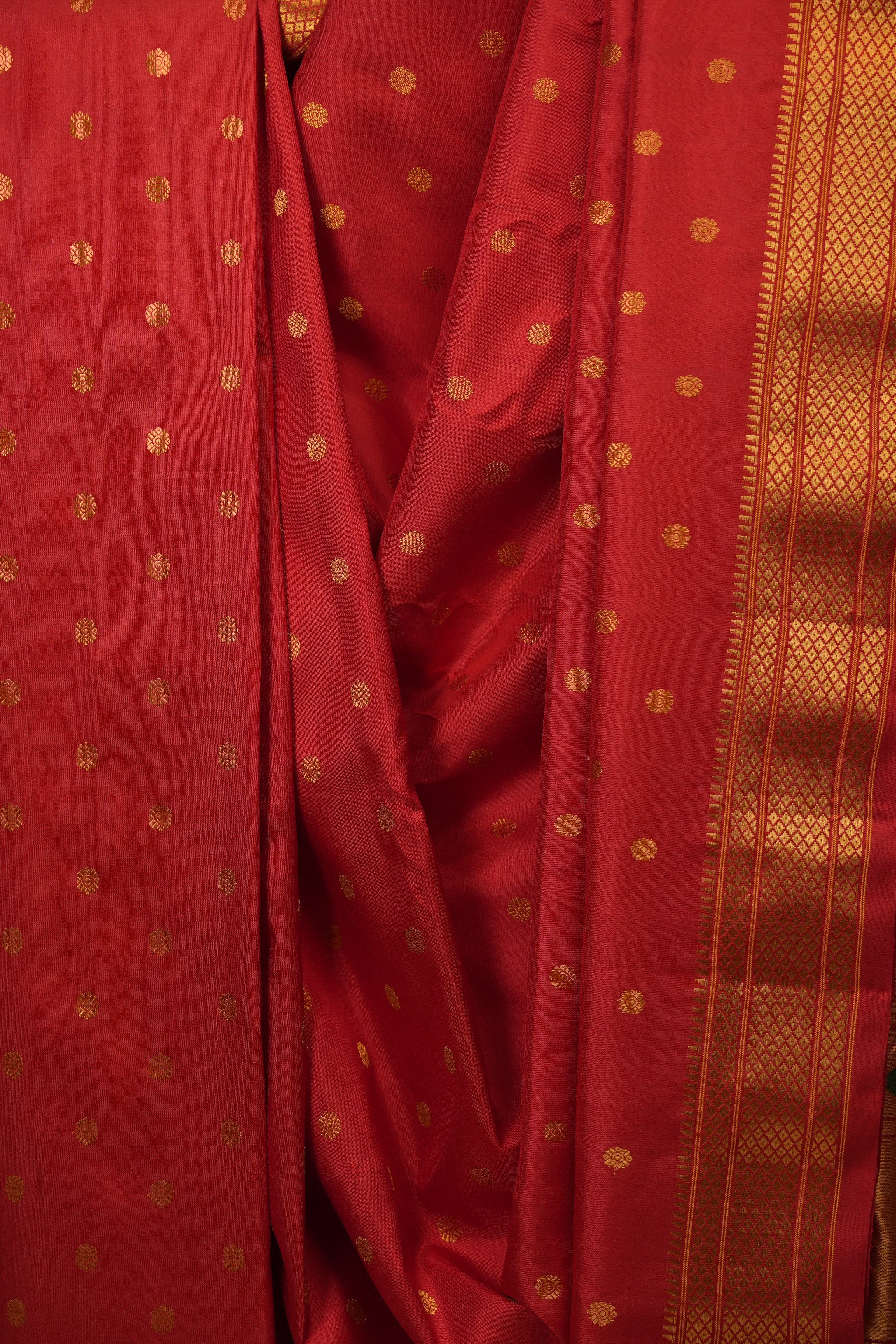 Red Gadwal Silk Saree - SRRGSS655