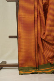 Carrot Orange Stripes Cotton Ilkal Saree - SRCOSCIS966