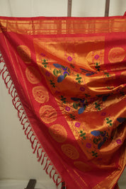 Red Gadwal Silk Saree - SRRGSS655