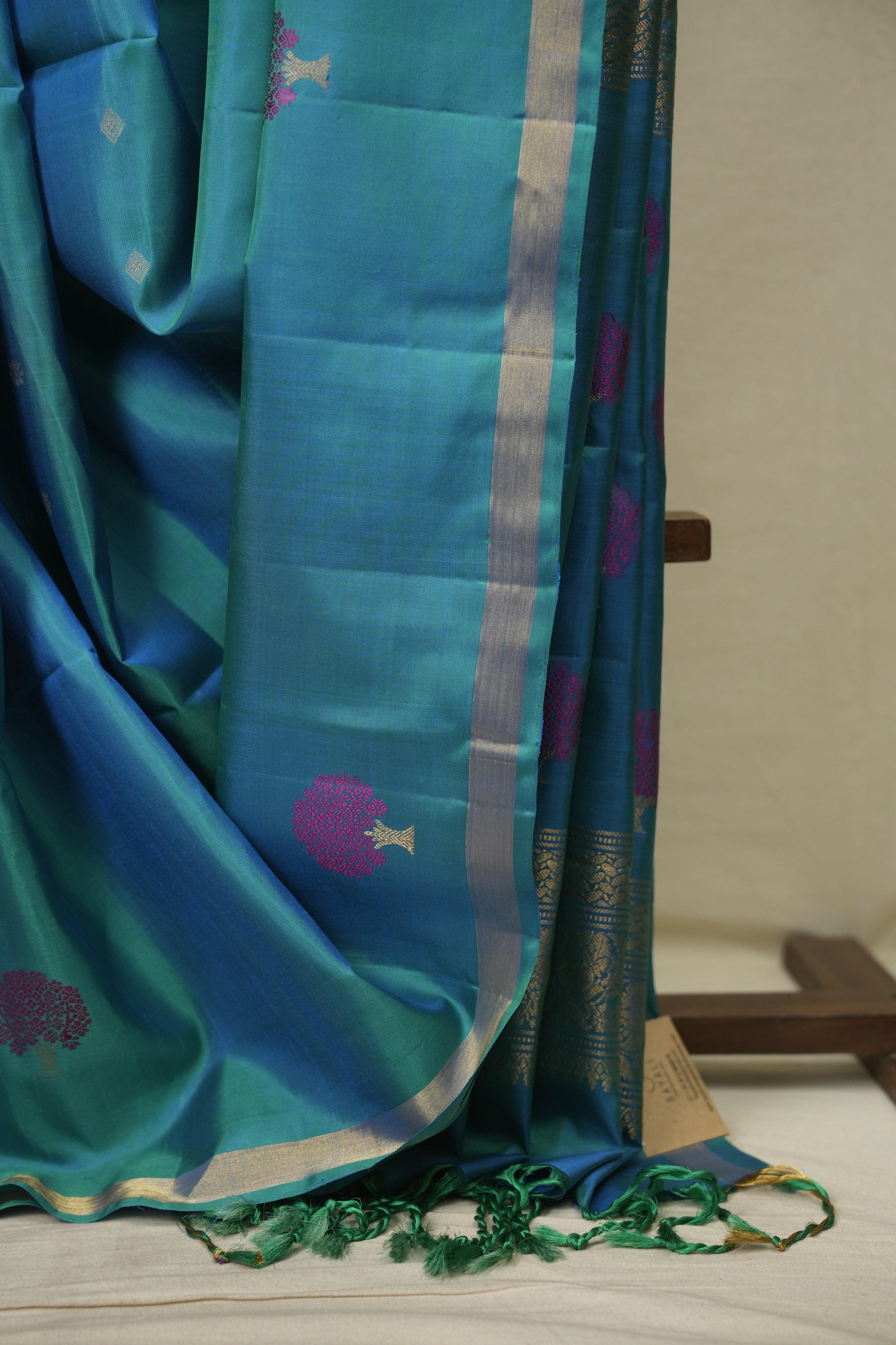 Peacock Blue Soft Silk Saree - SRPBSSS492