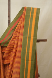 Carrot Orange Stripes Cotton Ilkal Saree - SRCOSCIS966