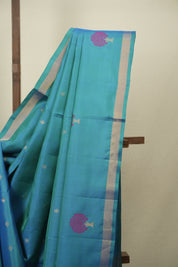 Peacock Blue Soft Silk Saree - SRPBSSS492