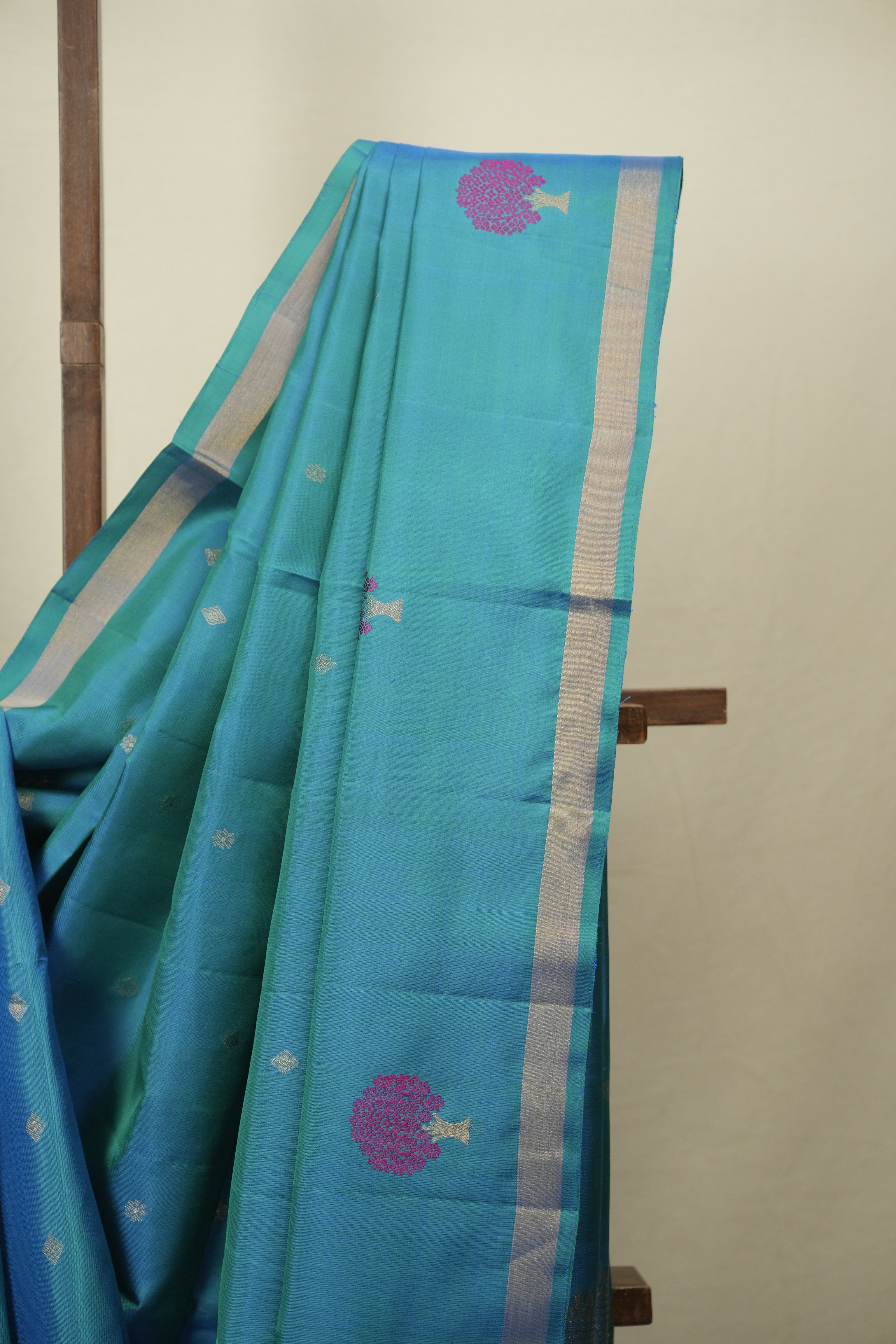 Peacock Blue Soft Silk Saree - SRPBSSS492