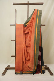 Orange Cotton Ilkal Saree - SROCIS1000