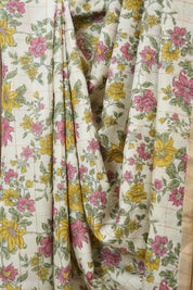 Off White Printed Tussar Silk Saree - SRCPTSS033