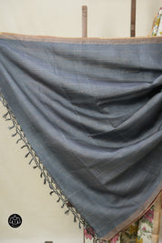 Off White Printed Tussar Silk Saree - SRCPTSS033