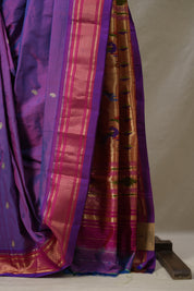 Two Tone Purple Silk Paithani Saree - SRTTPSPS761