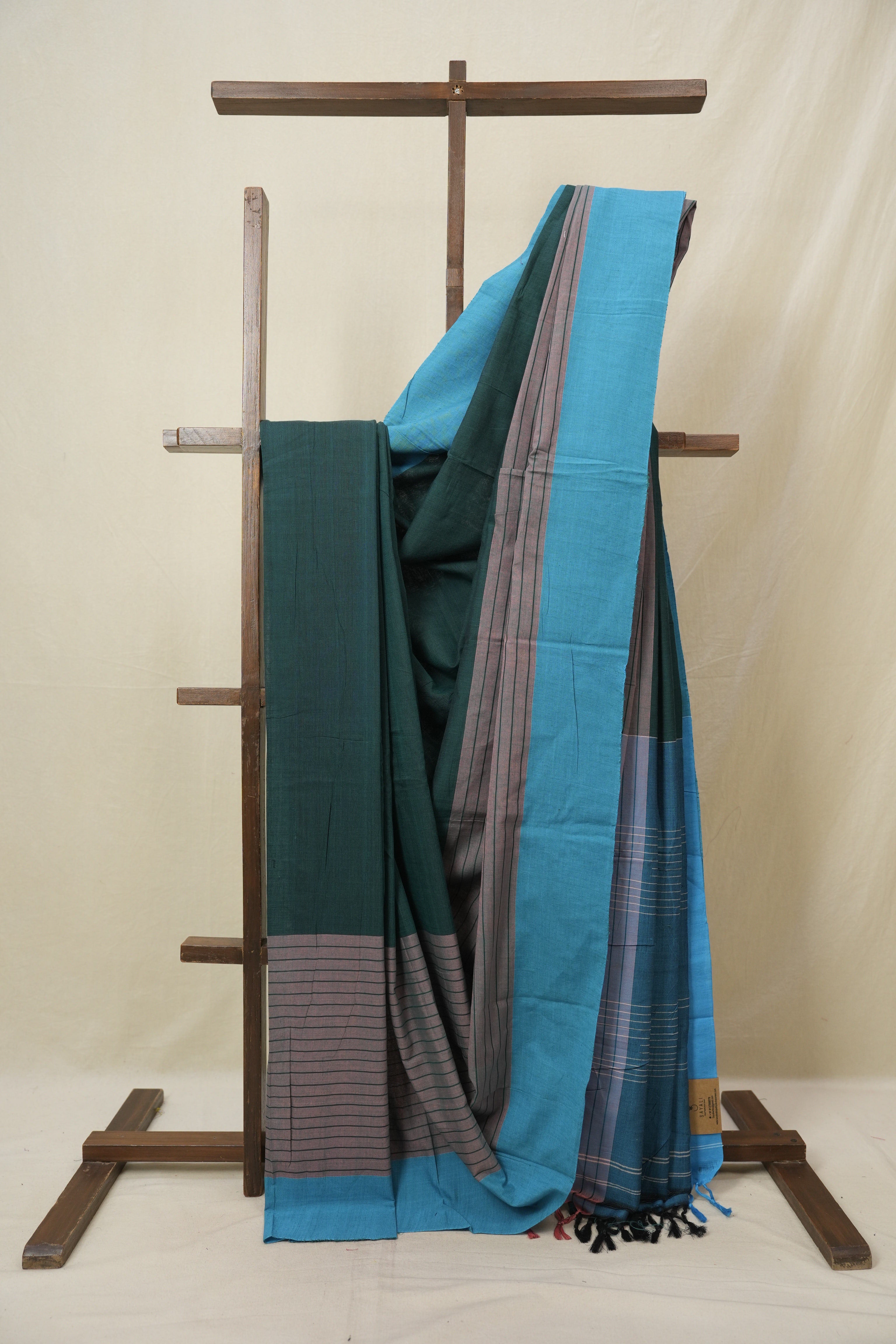 Bottle Green Cotton Ilkal Saree - SRBGCIS964
