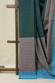 Bottle Green Cotton Ilkal Saree - SRBGCIS964