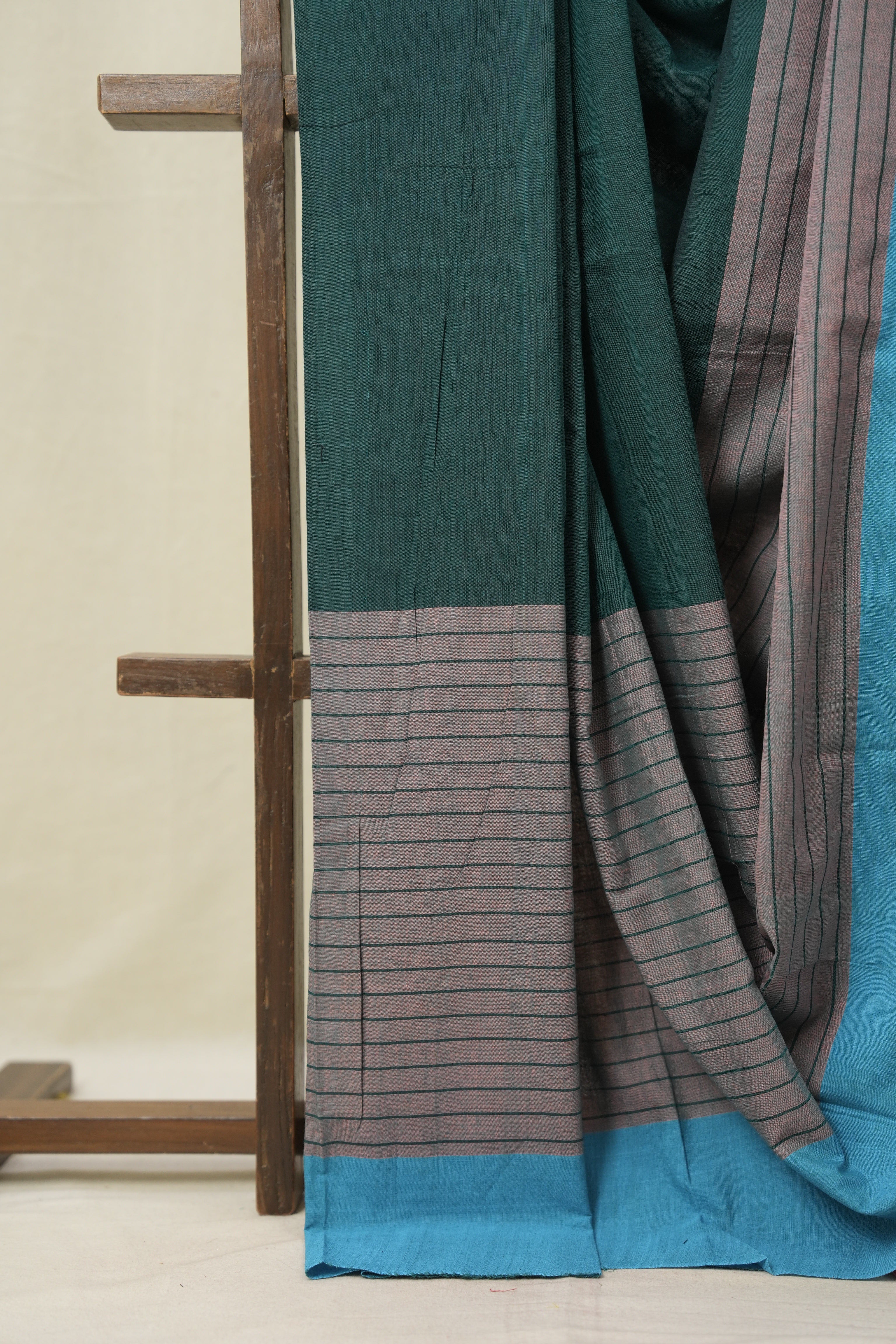 Bottle Green Cotton Ilkal Saree - SRBGCIS964