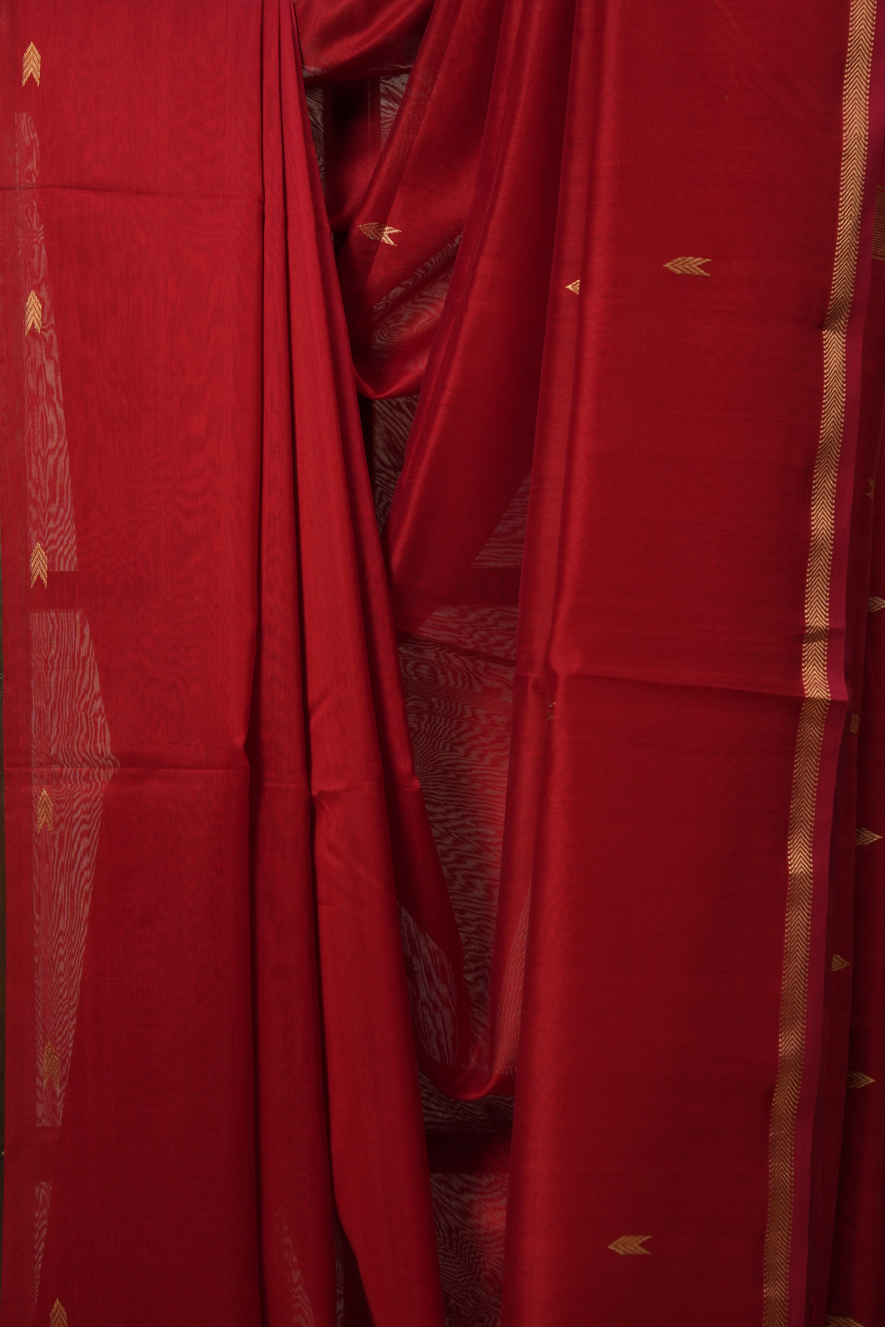 Red Maheshwari Saree - SRRMS610
