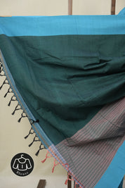 Bottle Green Cotton Ilkal Saree - SRBGCIS964