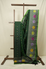 Bottle Green Gadwal Silk - SRBGGSS668