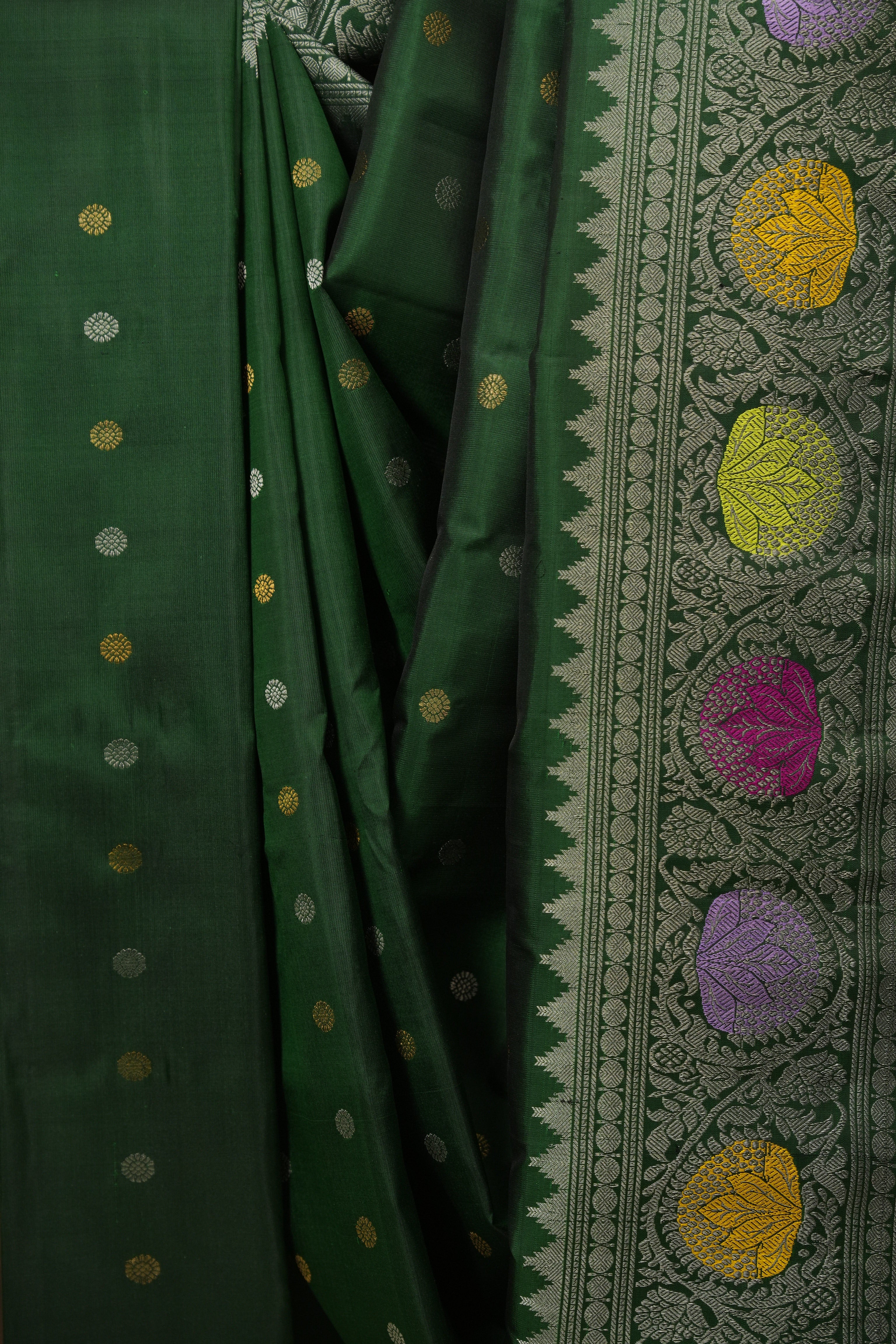 Bottle Green Gadwal Silk - SRBGGSS668