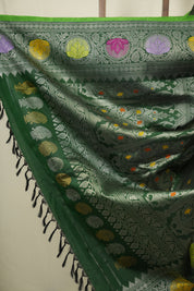 Bottle Green Gadwal Silk - SRBGGSS668