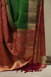 Red - Green Soft Silk Saree - SRRGSSS488