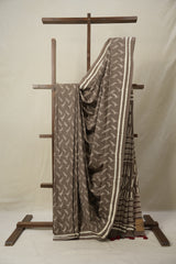 Slate Brown HBP Cotton Saree (DEFECT) - SRSBCS86-PI