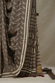 Slate Brown HBP Cotton Saree (DEFECT) - SRSBCS86-PI