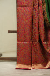 Red - Green Soft Silk Saree - SRRGSSS488
