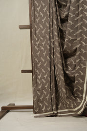 Slate Brown HBP Cotton Saree (DEFECT) - SRSBCS86-PI
