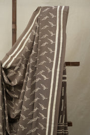Slate Brown HBP Cotton Saree (DEFECT) - SRSBCS86-PI