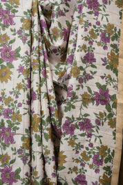 Off White Printed Tussar Silk Saree - SROPTSS032