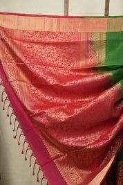 Red - Green Soft Silk Saree - SRRGSSS488