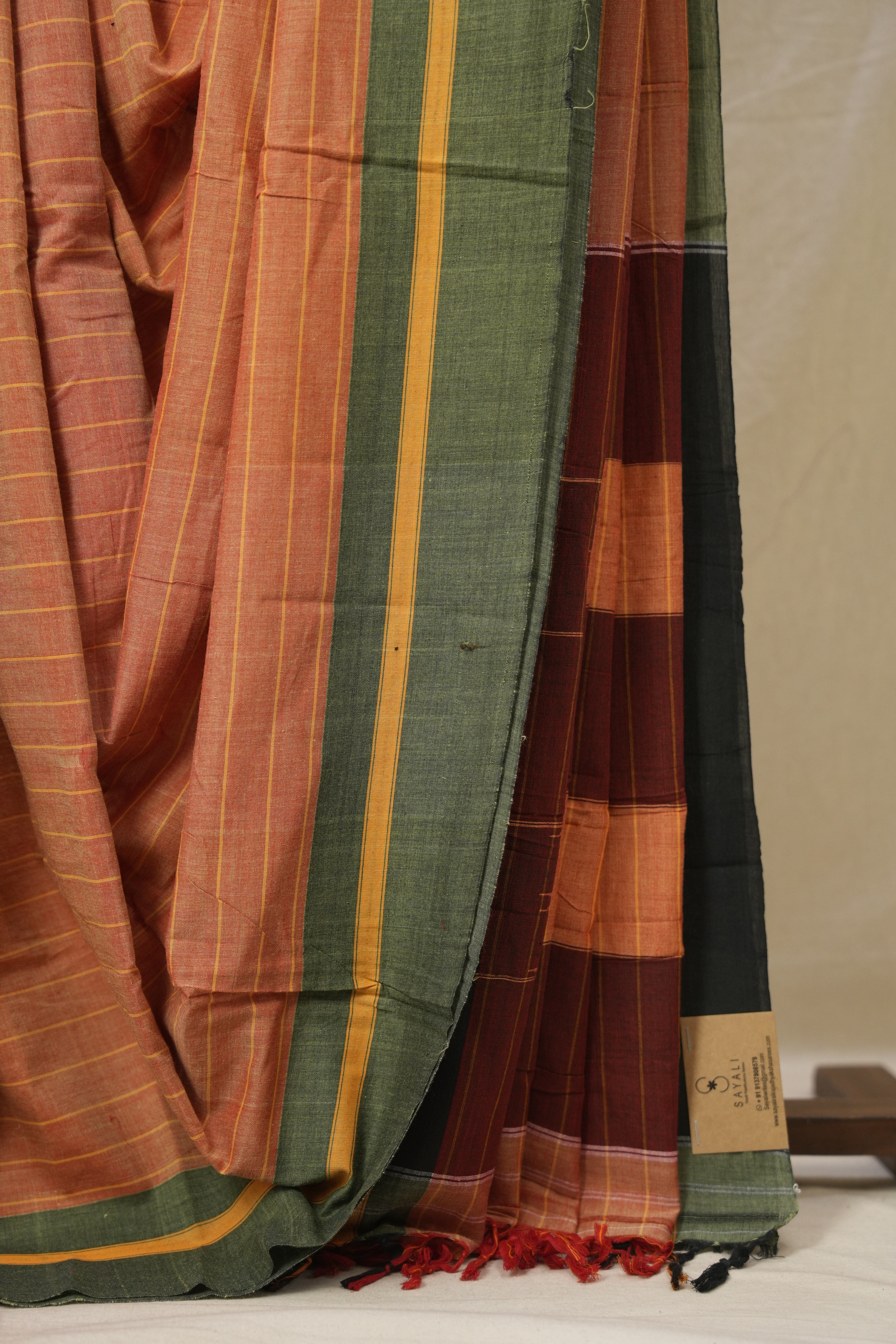 Orange Cotton Ilkal Saree - SROCIS983