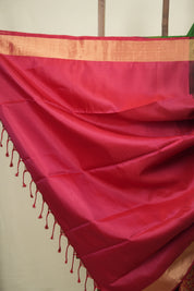 Red - Green Soft Silk Saree - SRRGSSS488