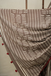 Slate Brown HBP Cotton Saree (DEFECT) - SRSBCS86-PI