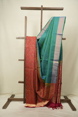 Red -Peacock Green Soft Silk Saree - SRRPGSSS489