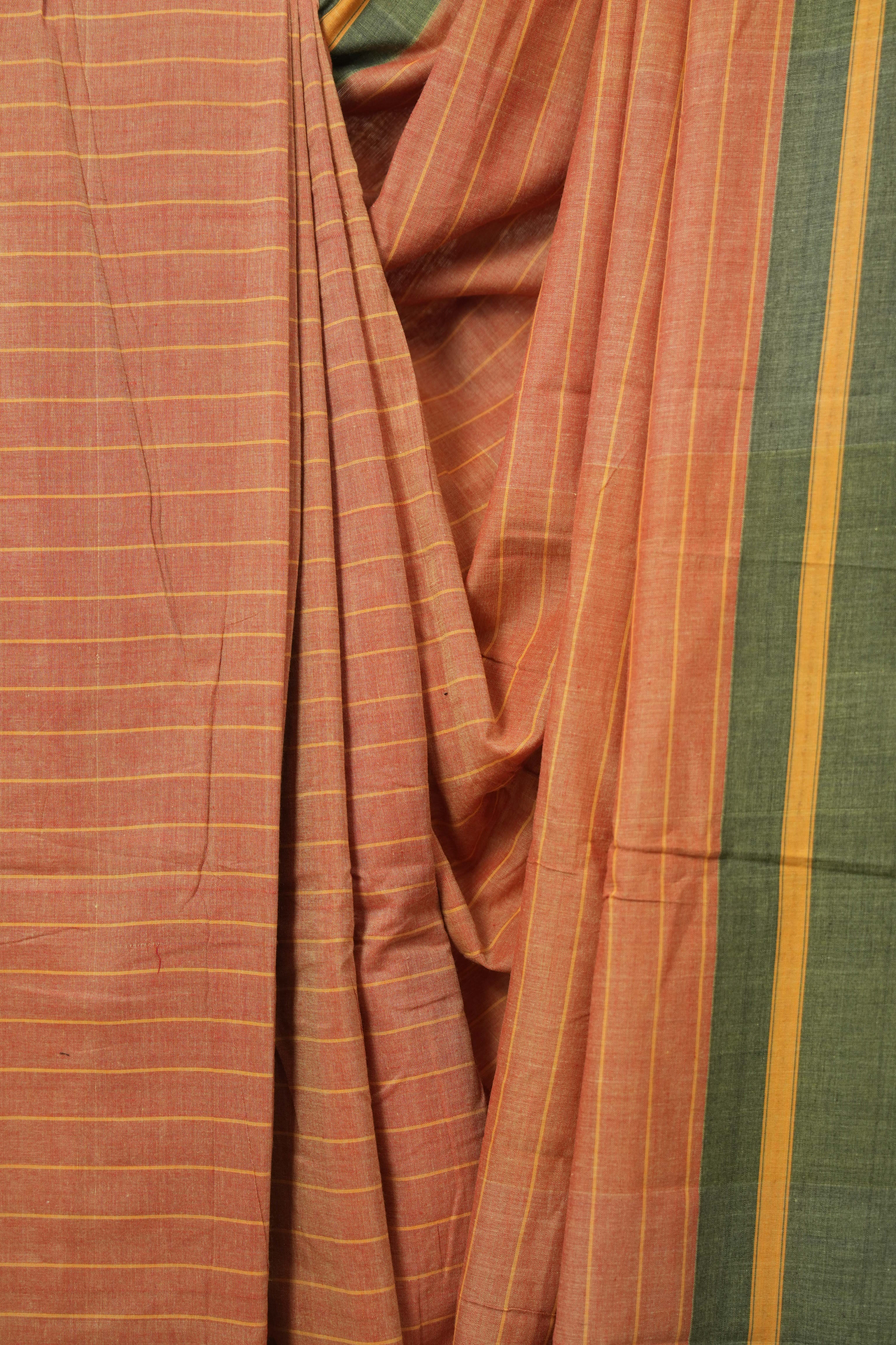 Orange Cotton Ilkal Saree - SROCIS983