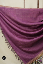 Off White Printed Tussar Silk Saree - SROPTSS032