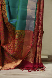 Red -Peacock Green Soft Silk Saree - SRRPGSSS489