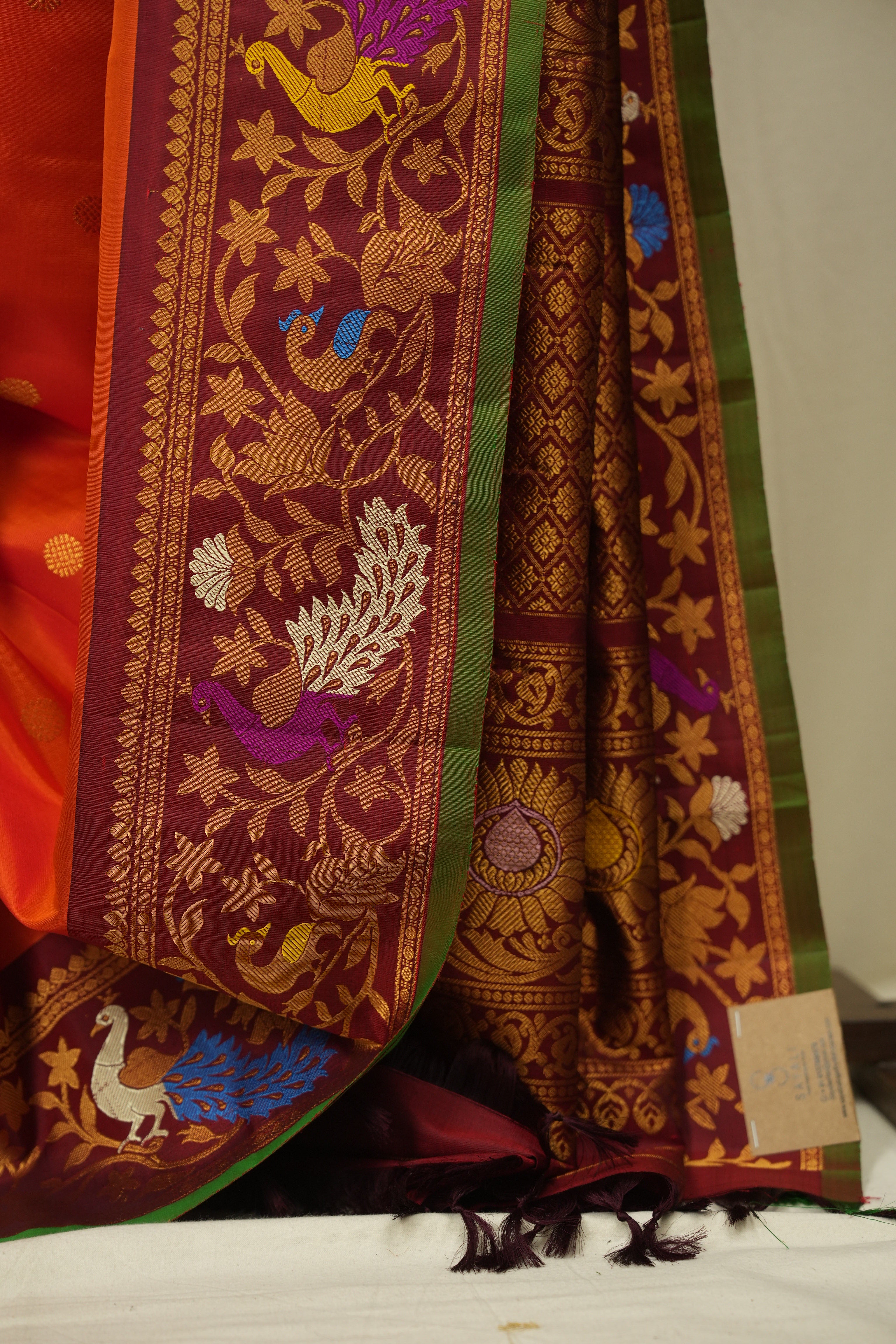 Orange Gadwal Silk Saree - SROGSS659