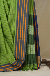 Parrot Green Cotton Ilkal Saree - SRPGCIS984