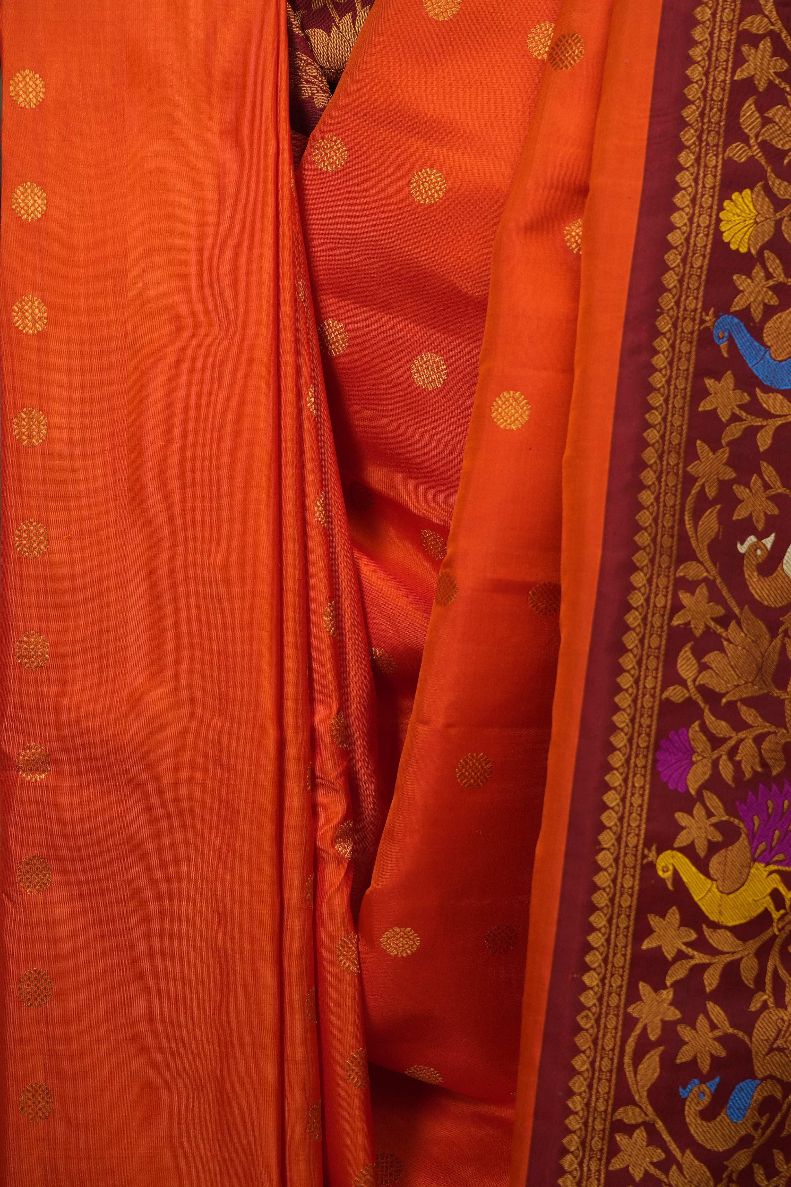 Orange Gadwal Silk Saree - SROGSS659