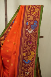 Orange Gadwal Silk Saree - SROGSS659