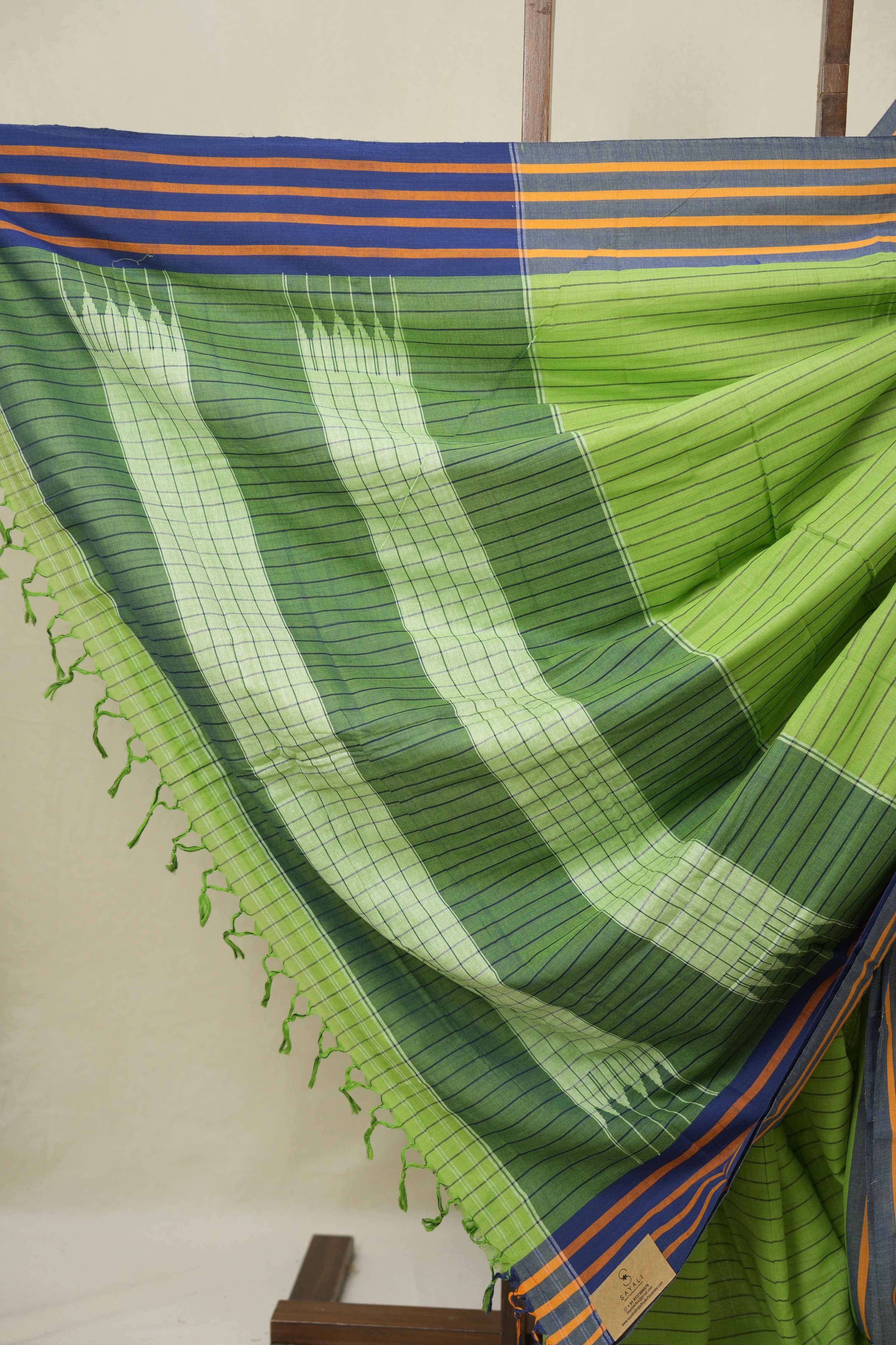 Parrot Green Cotton Ilkal Saree - SRPGCIS984