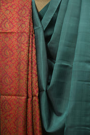 Red -Teal Green Soft Silk Saree - SRRTGSSS487