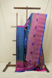 Peacock Blue Gadwal Silk Saree - SRPBGSS663