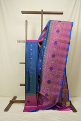 Peacock Blue Gadwal Silk Saree - SRPBGSS663