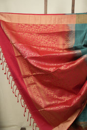 Red -Teal Green Soft Silk Saree - SRRTGSSS487