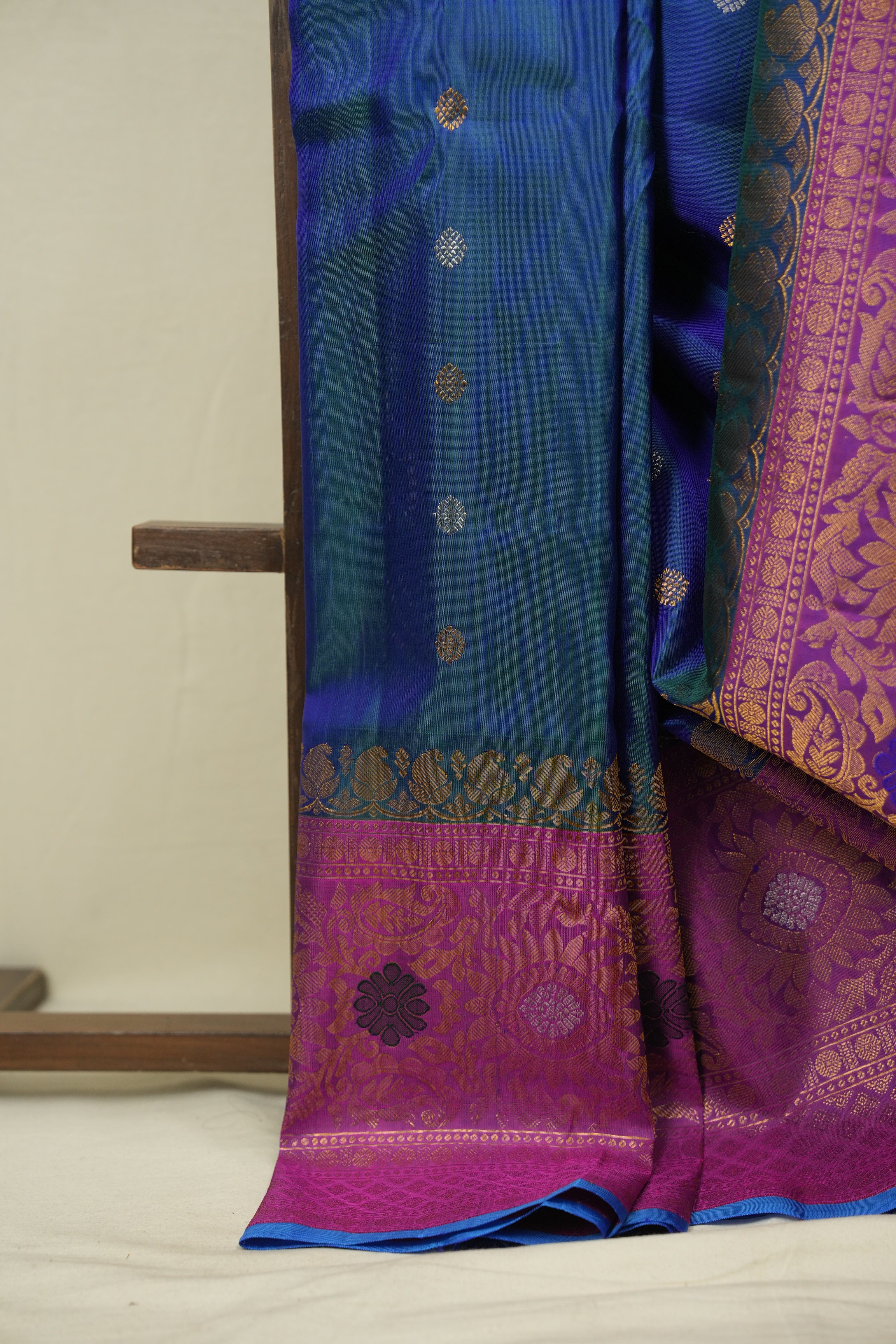 Peacock Blue Gadwal Silk Saree - SRPBGSS663