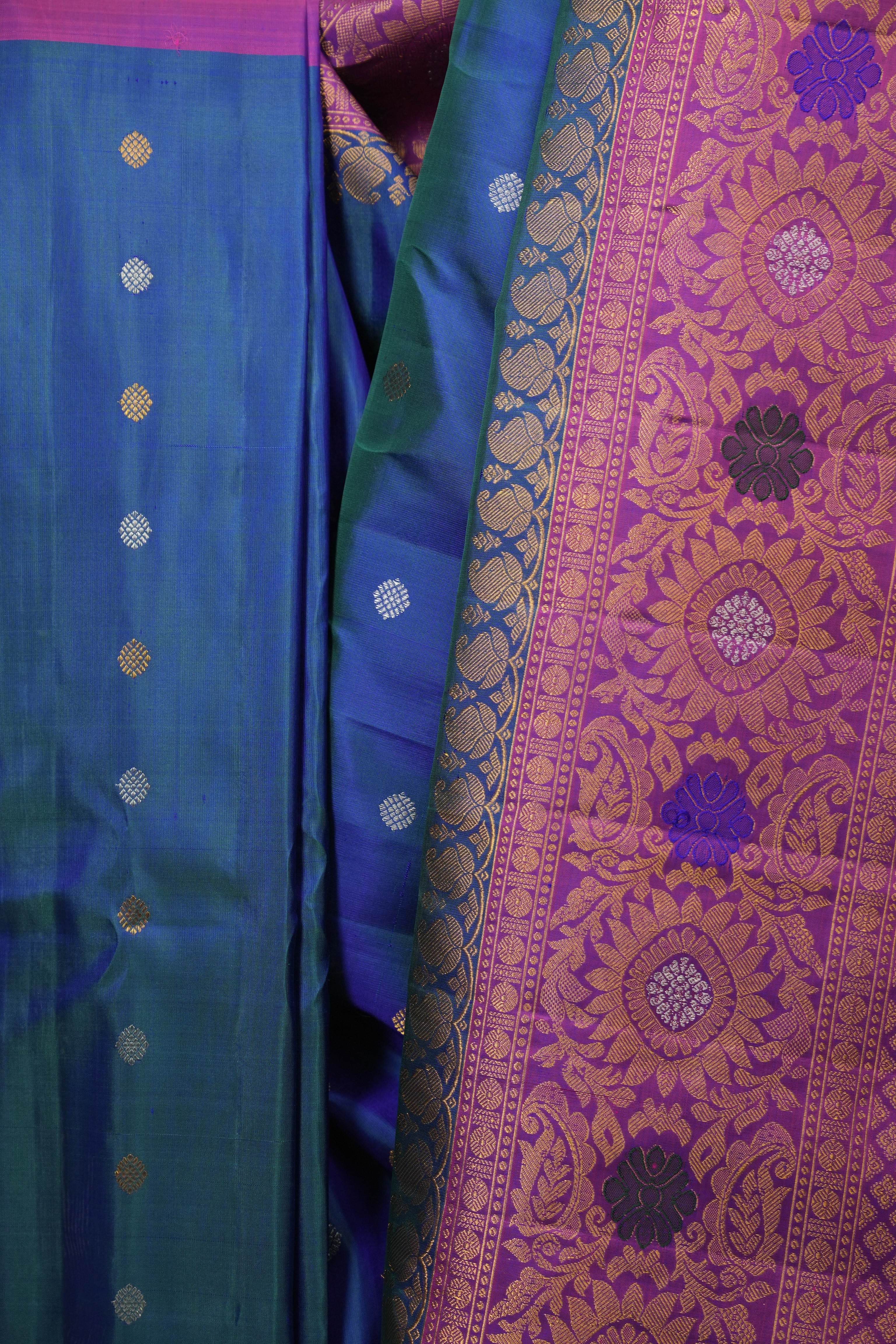 Peacock Blue Gadwal Silk Saree - SRPBGSS663